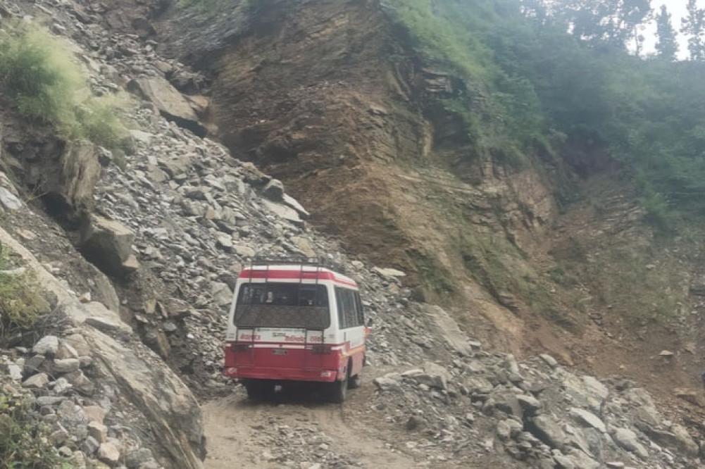 Karnali Highway blocked due to landslide in Gaganekhola