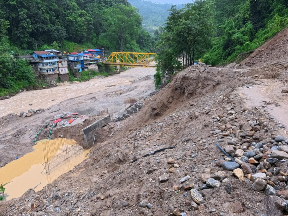 The Rajduwali section of the Mechi Highway has sunk again
