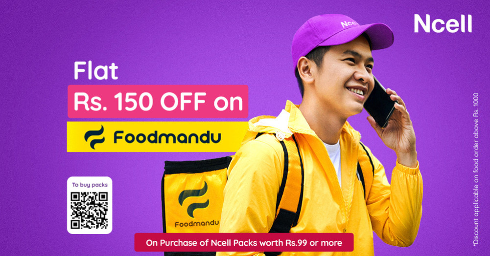 Ncell customers will get Rs 150 off when ordering from Foodmandu