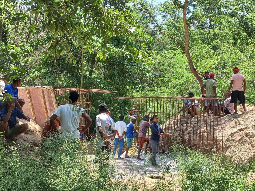 Locals protest against cutting of culvert slabs being constructed by forest officials