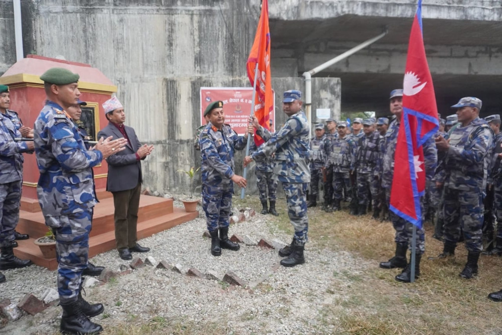 Armed Police Force flag march begins from Mechi Bridge