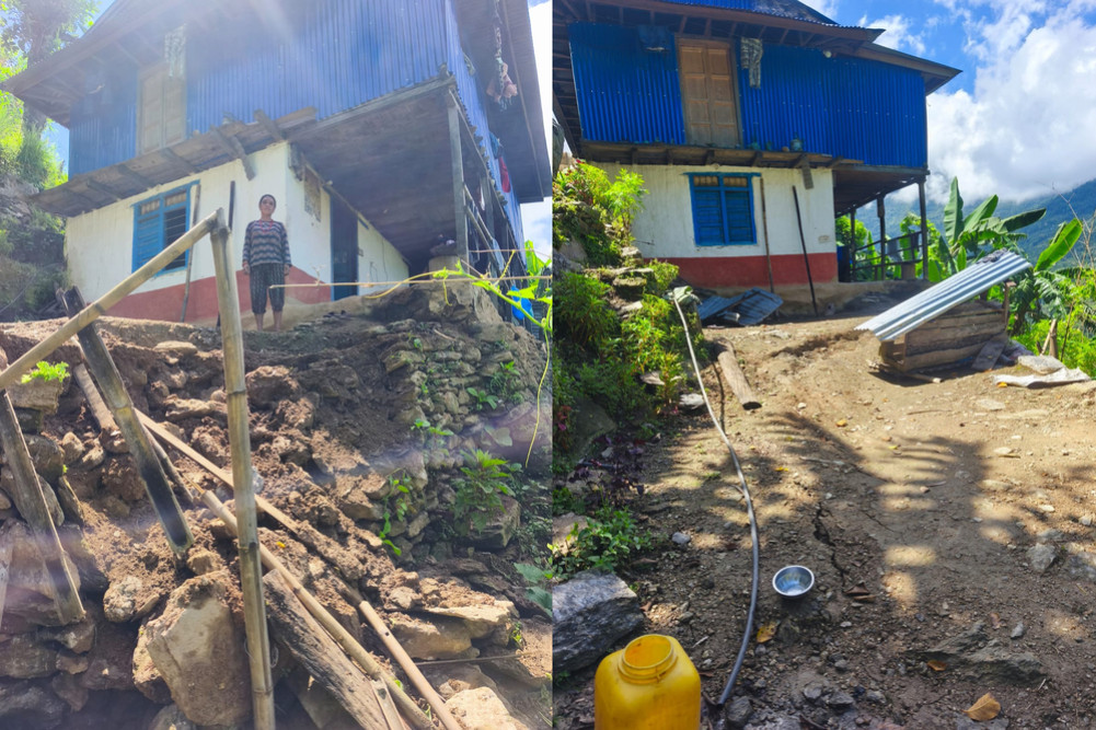 Landslide puts Saptashwar village of Khotang at risk