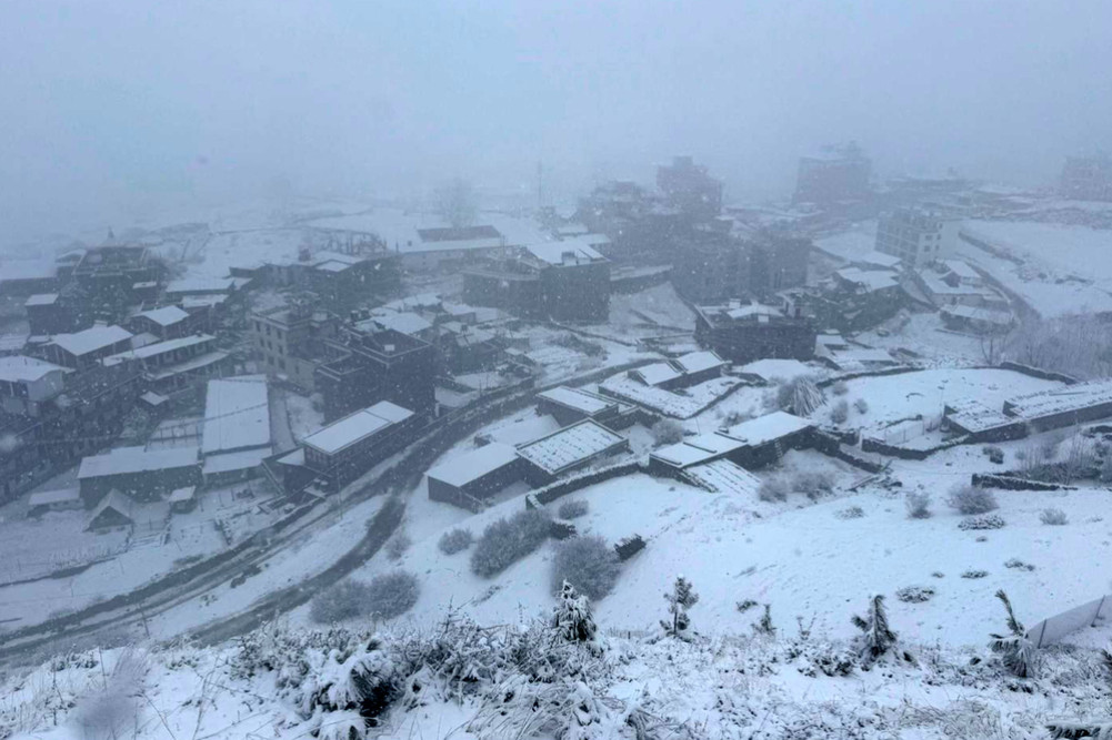 Snowfall in Muktinath area