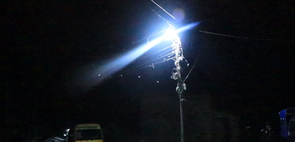 Street lights built with money raised by children playing Deusi