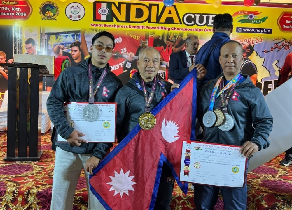 Nepal wins two gold medals in India Cup powerlifting