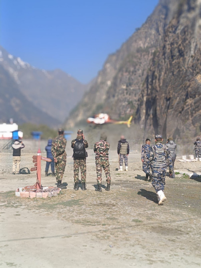 Ballot boxes transported by helicopter in Manang, preparations for vote counting underway